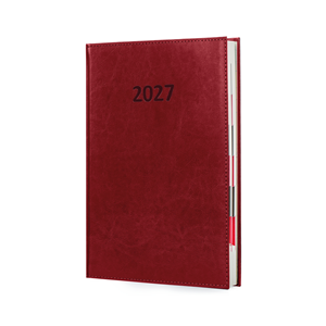 Kalendarz A4 2027 Lux Dzienny Bordowy