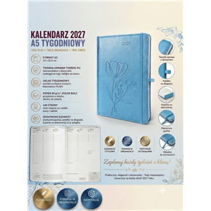 Kalendarz Mindful A5 2027 tygodniowy Niebieski - zdjęcie 4