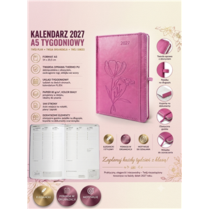 Kalendarz Mindful A5 2027 tygodniowy Różowy - zdjęcie 4