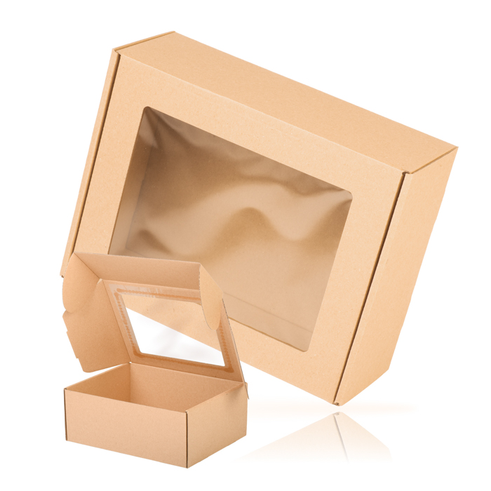 Gładki BOX-10 z okienkiem 250x200x65 - 10 szt