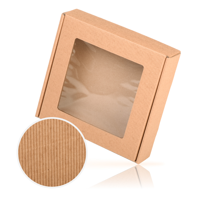 Karbowany K-BOX-06 z okienkiem 200x200x50 - 10 szt
